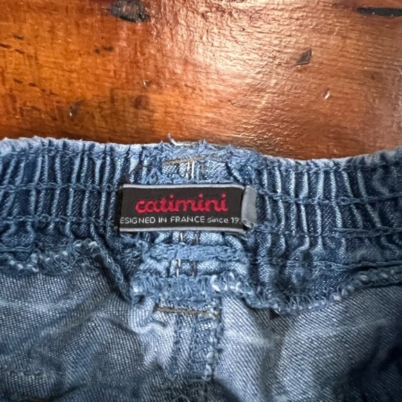 Catimini denim shorts boy size 4 longer length plaid lining - Picture 3 of 7